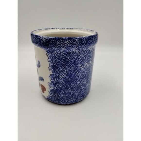 Corelle Coordinates Jay Imports Blue Hearts Stoneware Jar Utensil Holder 80s - Picture 2 of 8